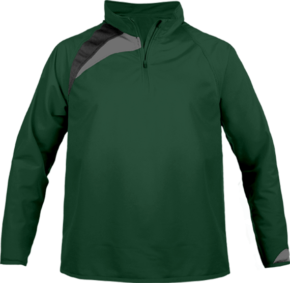 Sweatshirt Training Kids tricolour 3/4 sleeve with zip | Tunetoo Dark Green / Black / Storm Grey