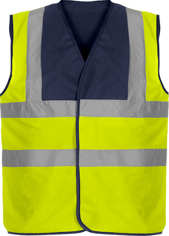Customizable Two-Tone Safety Vest Navy Yoke / Yellow