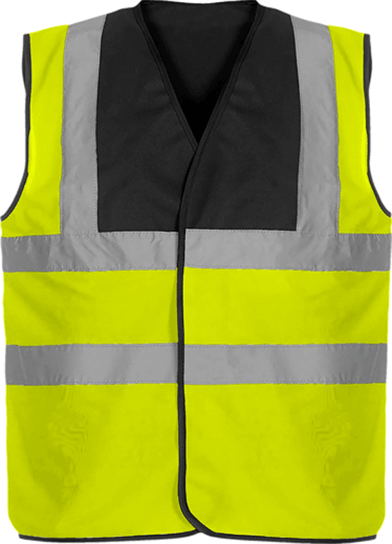 Security Vest two-tone 4 strips | Tunetoo Black Yoke / Yellow