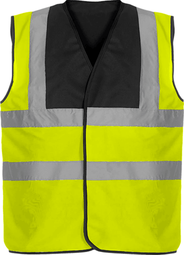 Customizable Two-Tone Safety Vest Black Yoke / Yellow
