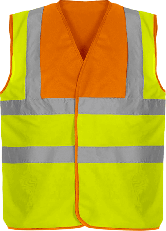 Security Vest two-tone 4 strips | Tunetoo Orange Yoke / Yellow