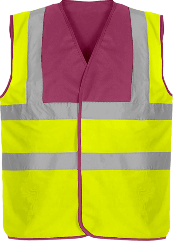 Customizable Two-Tone Safety Vest Raspberry Yoke / Yellow