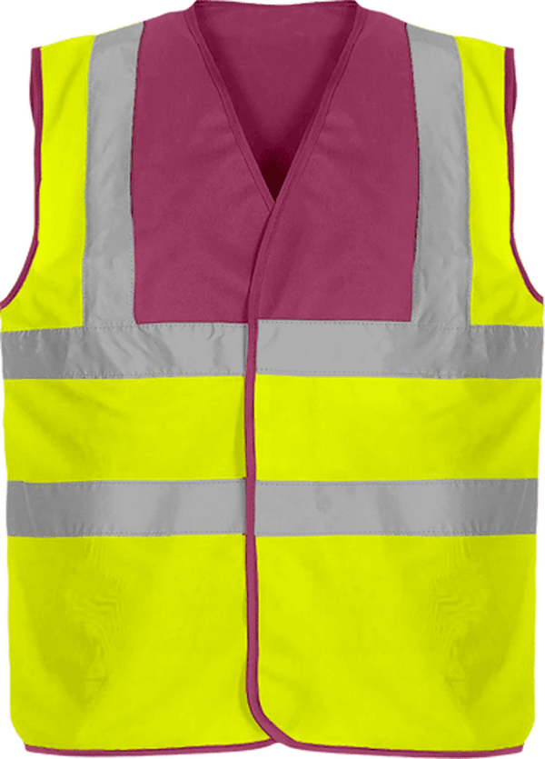 Customizable Two-Tone Safety Vest Raspberry Yoke / Yellow