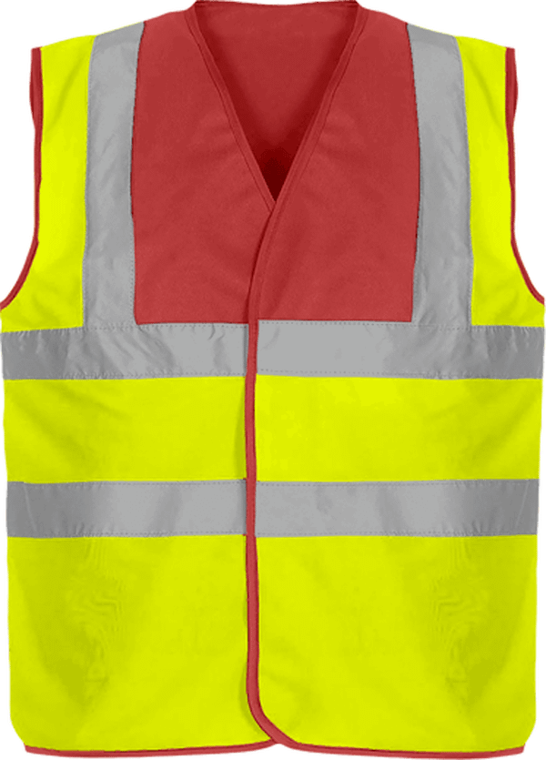 Customizable Two-Tone Safety Vest Red Yoke / Yellow