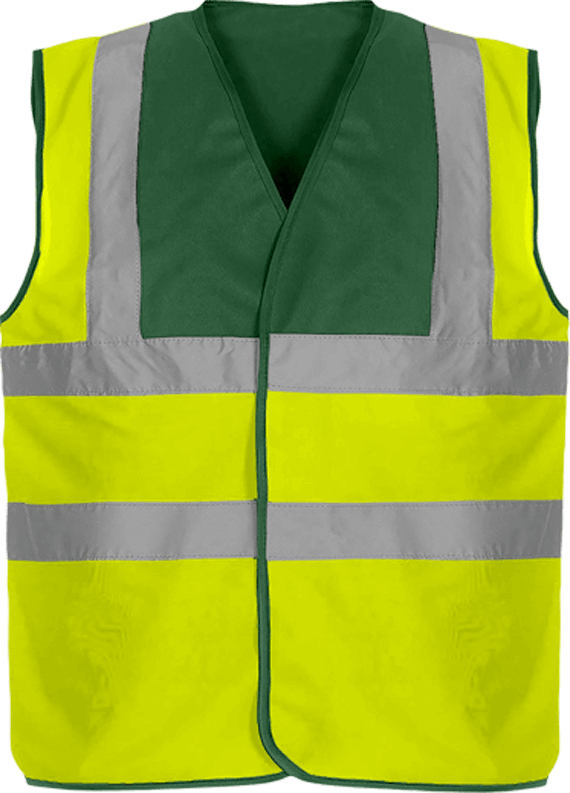 Security Vest two-tone 4 strips | Tunetoo Paramedic Green / Yellow