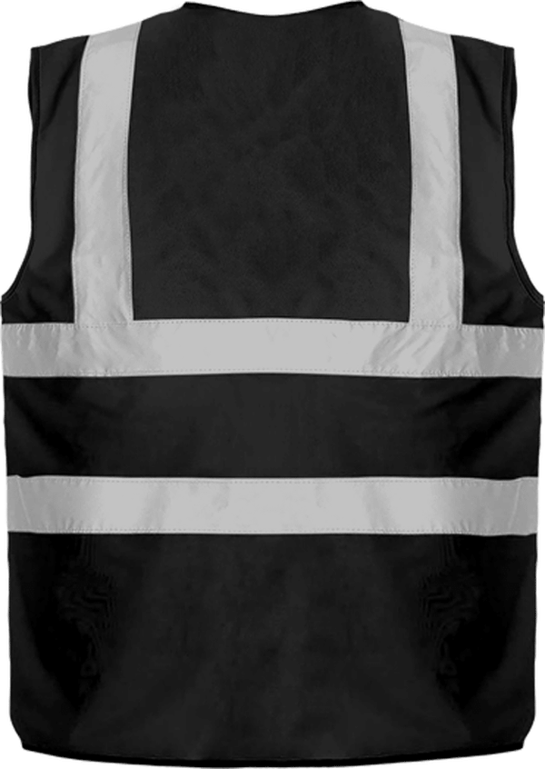 15b10 gilet de securite 4 bandes bicolore jaune navy dos Black
