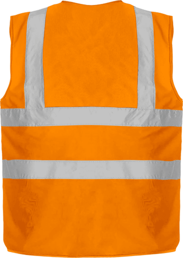 15b10 gilet de securite 4 bandes bicolore jaune navy dos Orange