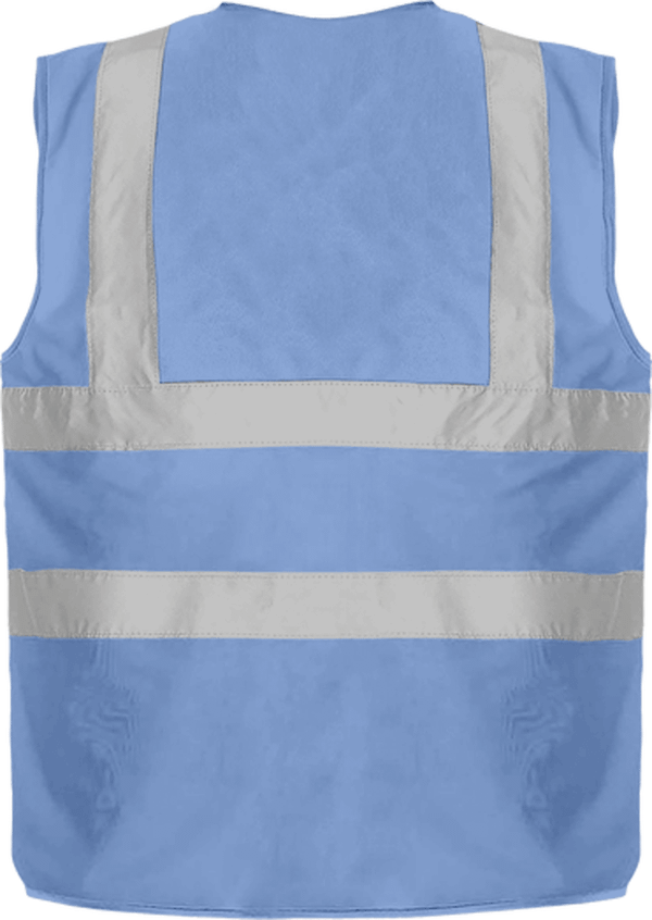 15b10 gilet de securite 4 bandes bicolore jaune navy dos Sky Blue