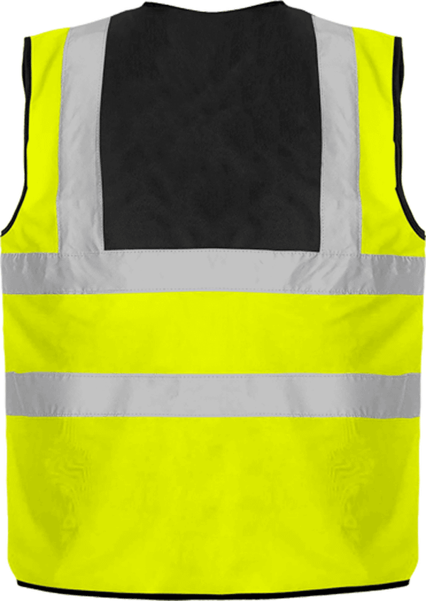 15b10 gilet de securite 4 bandes bicolore jaune navy dos Black Yoke / Yellow