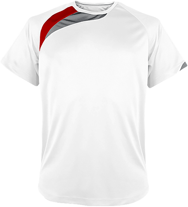 Customizable Tricolor Short Sleeve Sport T-Shirt White / Sporty Red / Storm Grey
