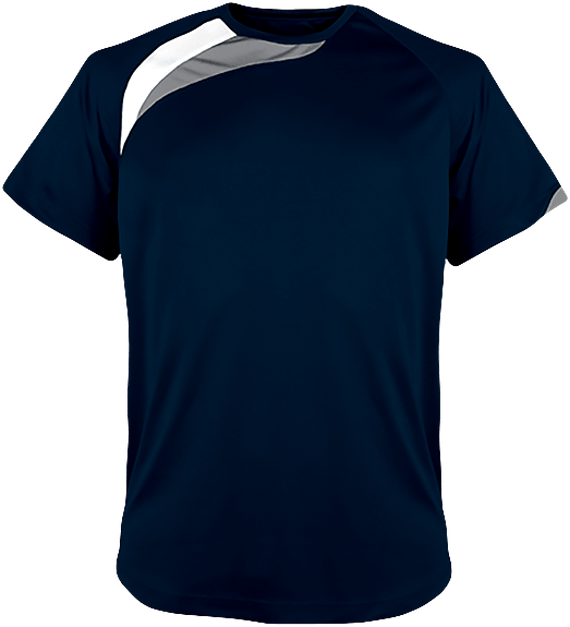 Tee Shirt Sport Manches Courtes Tricolore À Personnaliser Sporty Navy / White / Storm Grey