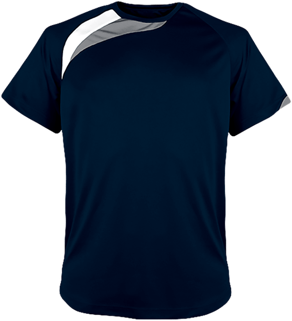 Kurzärmeliges Sport-T-Shirt In Tricolor Zum Personalisieren Sporty Navy / White / Storm Grey