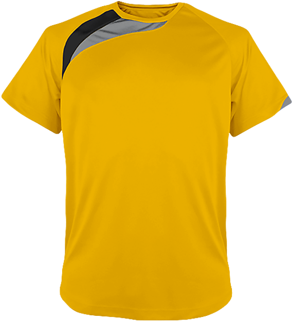 Customizableshort Sleeve Tricolor Sports T-Shirt Sporty Yellow / Black / Storm Grey