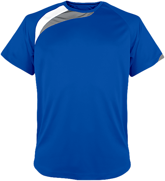 Customizableshort Sleeve Tricolor Sports T-Shirt Sporty Royal Blue / White / Storm Grey