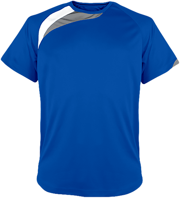 Customizable Tricolor Short Sleeve Sport T-Shirt Sporty Royal Blue / White / Storm Grey