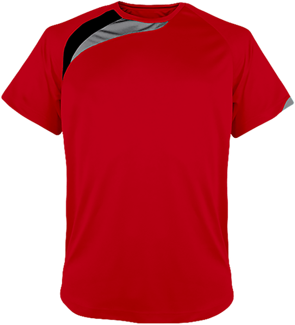 Kurzärmeliges Sport-T-Shirt In Tricolor Zum Personalisieren Sporty Red / Black / Storm Grey