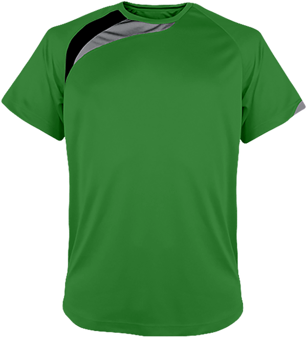 Customizable Tricolor Short Sleeve Sport T-Shirt Green / Black / Storm Grey