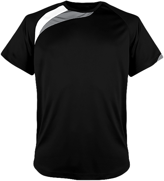 Customizable Tricolor Short Sleeve Sport T-Shirt Black / White / Storm Grey