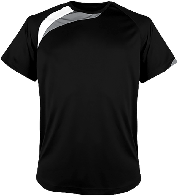 04e05 tee shirt sport manches courtes tricolore plexus Black / White / Storm Grey