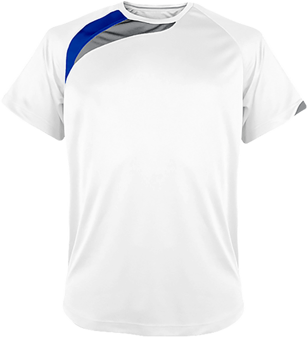 Customizable Tricolor Short Sleeve Sport T-Shirt White / Sporty Royal Blue / Storm Grey