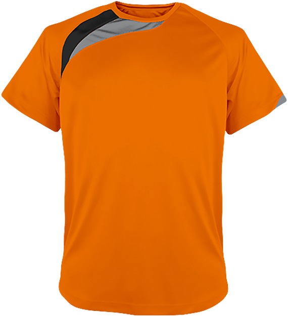 Tee Shirt Sport Manches Courtes Tricolore À Personnaliser Orange / Black / Storm Grey