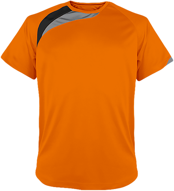 Customizable Tricolor Short Sleeve Sport T-Shirt Orange / Black / Storm Grey