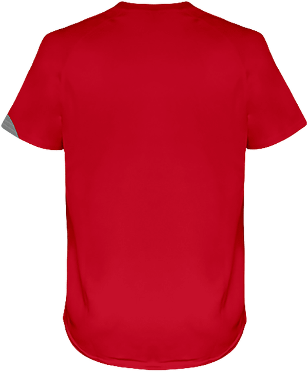 04e05 tee shirt sport manches courtes tricolore dos Sporty Red / Black / Storm Grey