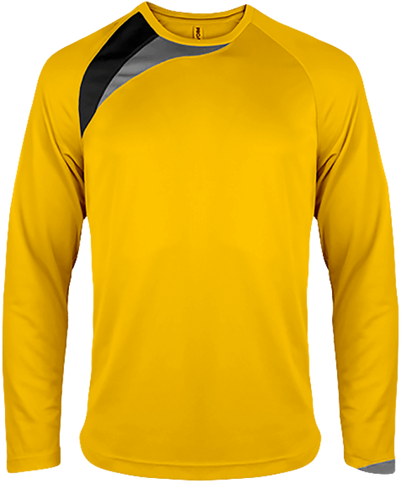 Tee Shirt Sport Manches Longues Tricolore Personnalisable Sporty Yellow / Black / Storm Grey