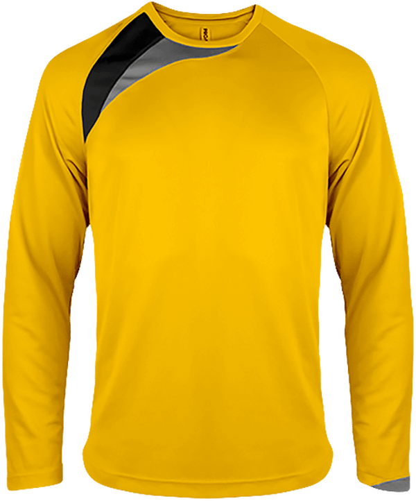Customizable Tricolor Long Sleeve Sport T-Shirt Sporty Yellow / Black / Storm Grey