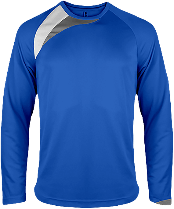 Tee Shirt Sport Manches Longues Tricolore Personnalisable Sporty Royal Blue / White / Storm Grey