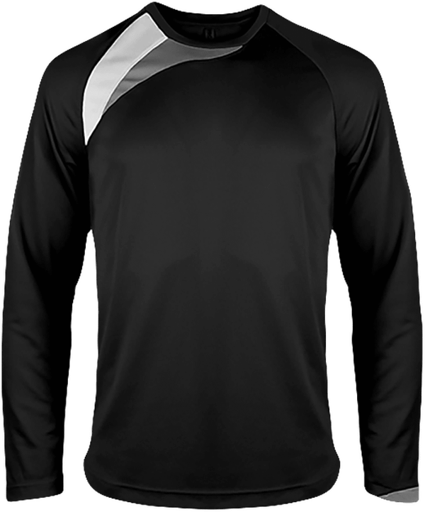 Customizable Tricolor Long Sleeve Sport T-Shirt Black / White / Storm Grey