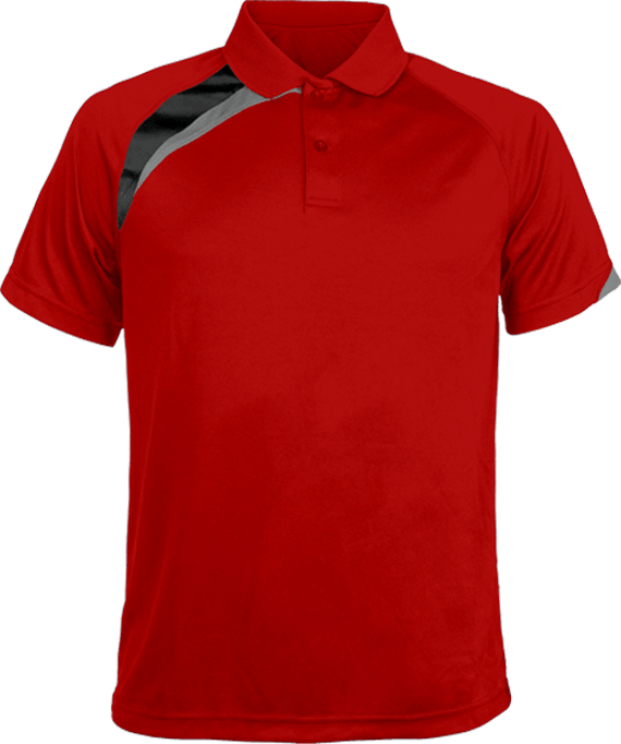 Polo Sport Tricolore Homme À Personnaliser  Sporty Red / Black / Storm Grey