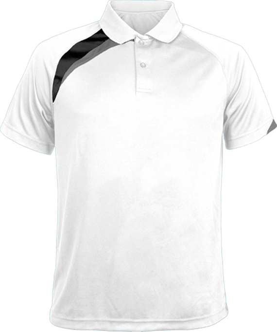 Customizable Tricolor Men's Sports Polo White / Black / Storm Grey