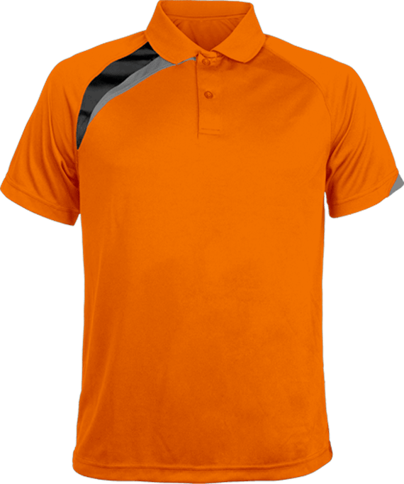 Polo Sport Tricolore Homme À Personnaliser  Orange / Black / Storm Grey