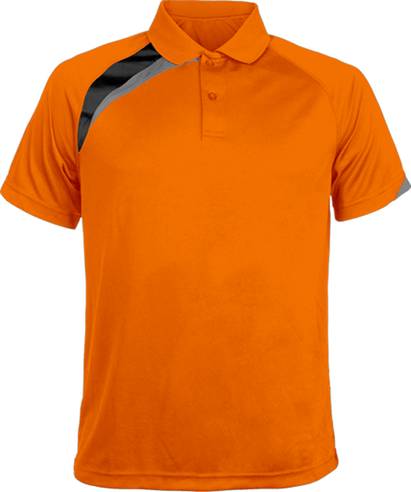 Polo Sport Tricolore Homme À Personnaliser  Orange / Black / Storm Grey