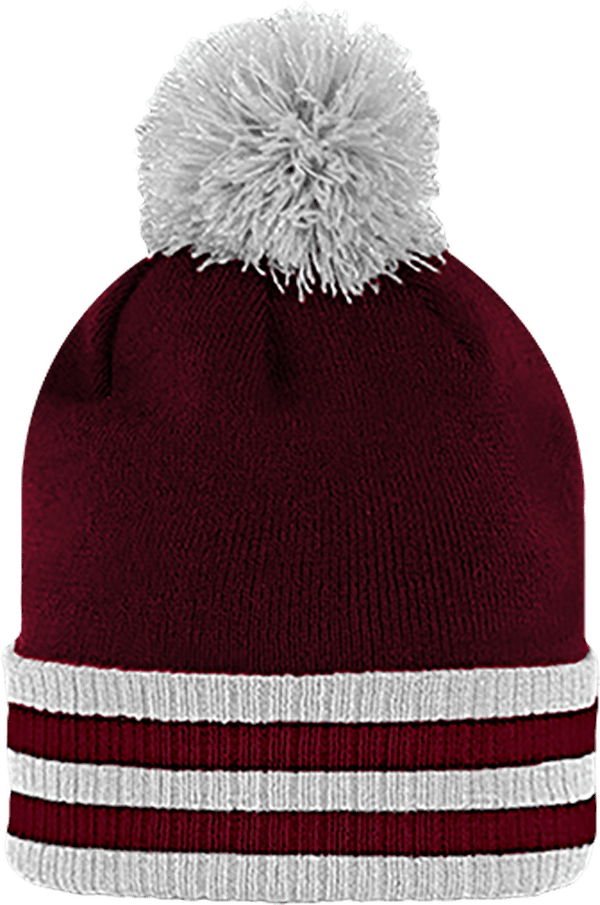 09p23 bonnet pompon a revers bicolore plexus Burgundy / White