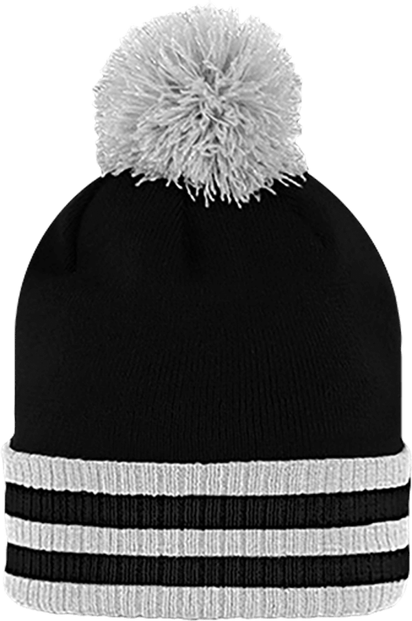 09p23 bonnet pompon a revers bicolore plexus Black / White