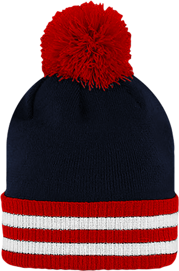 09p23 bonnet pompon a revers bicolore plexus French Navy / Classic Red / White