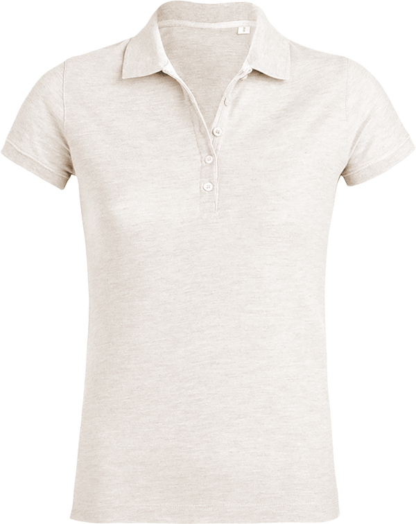 07j polo femme manches courtes bio plexus Cream Heather Grey