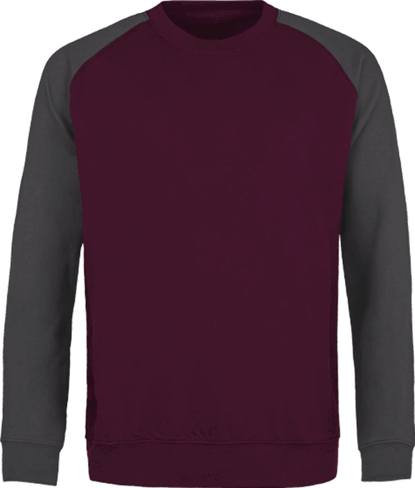 06g15 sweat col rond baseball navy gris chine face Burgundy / Charcoal