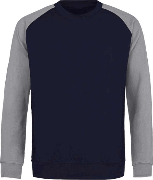 06g15 sweat col rond baseball navy gris chine face Navy / Heather Grey