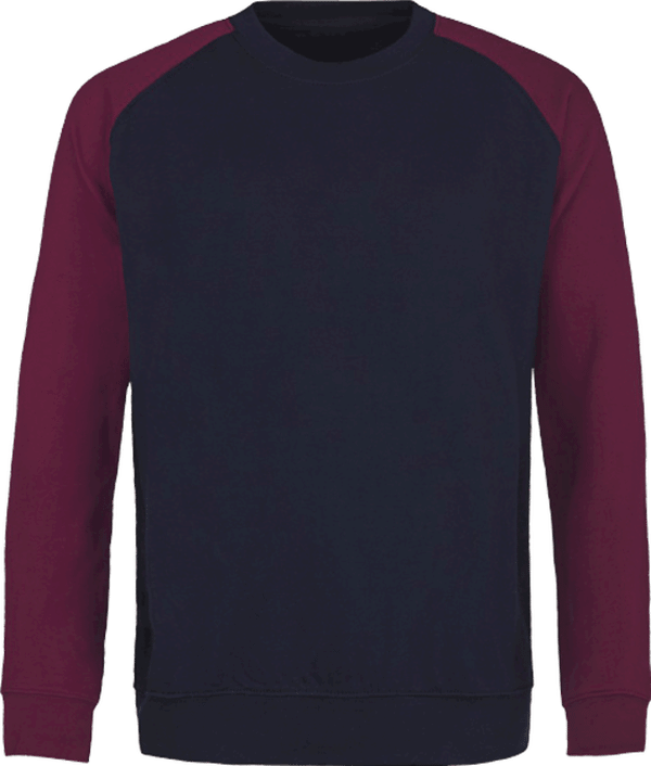 06g15 sweat col rond baseball navy gris chine face Navy / Burgundy