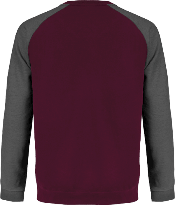06g15 sweat col rond baseball navy gris chine dos Burgundy / Charcoal