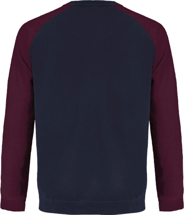 06g15 sweat col rond baseball navy gris chine dos Navy / Burgundy