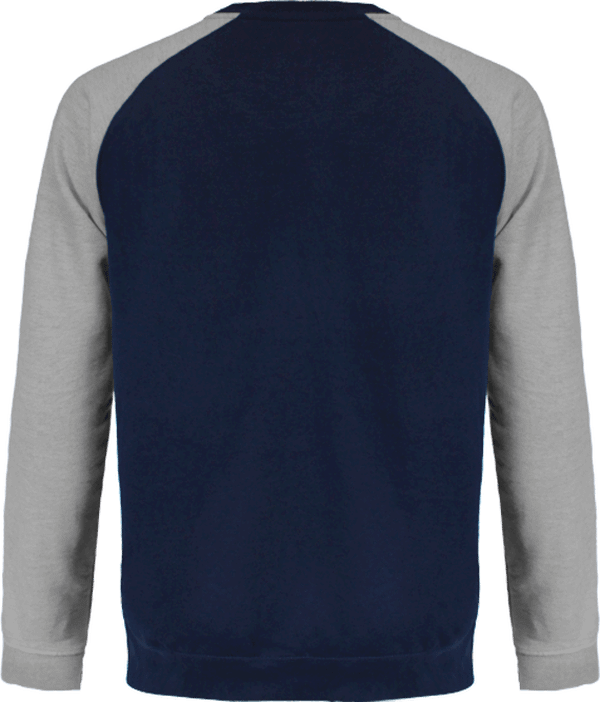 06g15 sweat col rond baseball navy gris chine dos Navy / Heather Grey