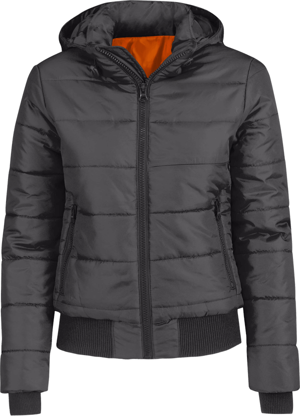 Women's Jacket Customized To Your Image! Dark Grey / Neon Orange Lining