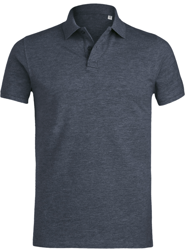 07d polo homme manches courtes bio plexus Dark Heather Blue