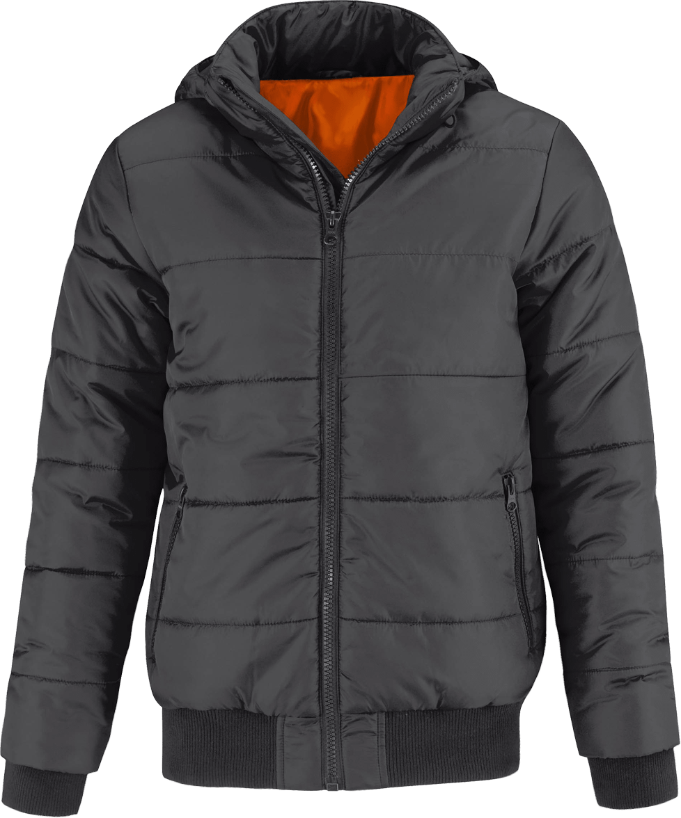 Customizable Men's Down Jacket Dark Grey / Neon Orange Lining