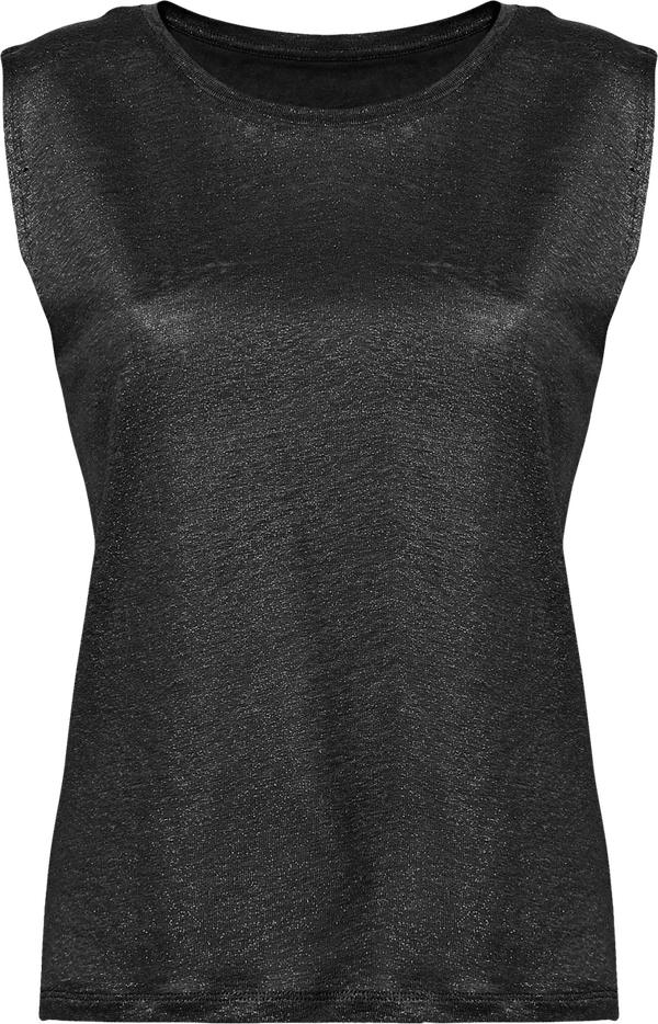 Debardeur femme stella sparkles linen glitter face Stretch Limo / Dark Silver