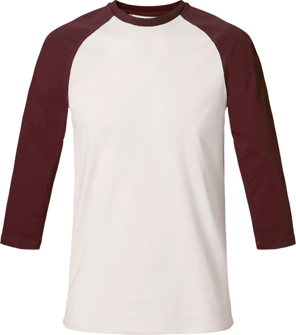 Tee shirt stanley stella baseball col rond unisex face Vintage White / Burgundy